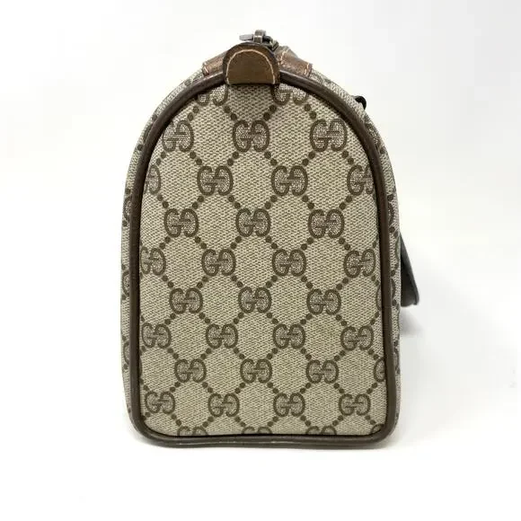 Gucci GG Supreme Monogram Web Vintage Boston Bag Canvas Leather Beige Brown - Picture 5 of 16